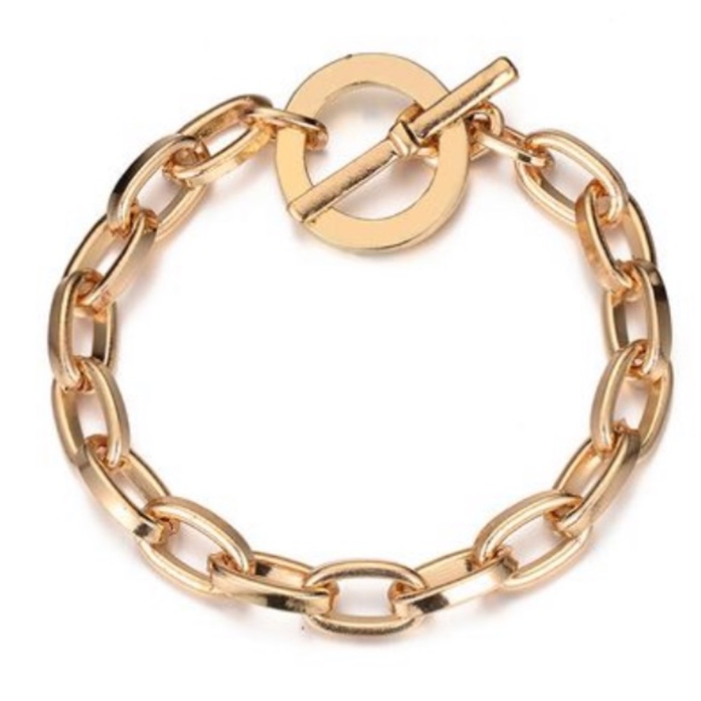 Trendy Simple Toggle Gold Chain Bracelet - Picture 3 of 3